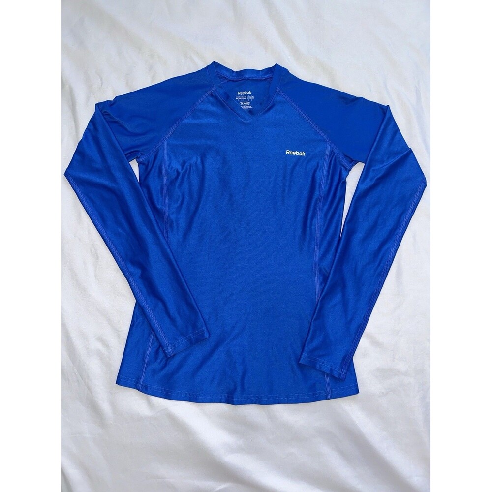 Reebok Women’s Large Shirt Blue Long Sleeve Comfort Stretch Athletic Top